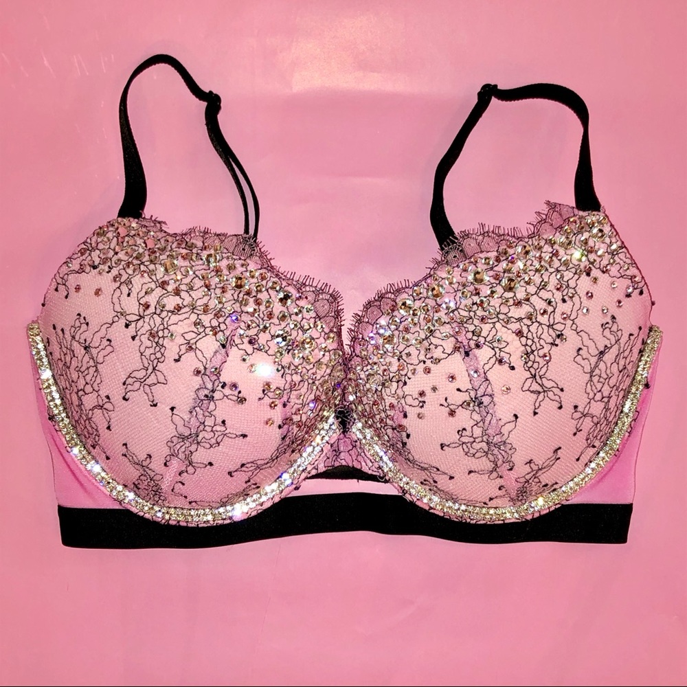 VICTORIA SECRET ANGELS RHINESTONE BLING BRA 32DD